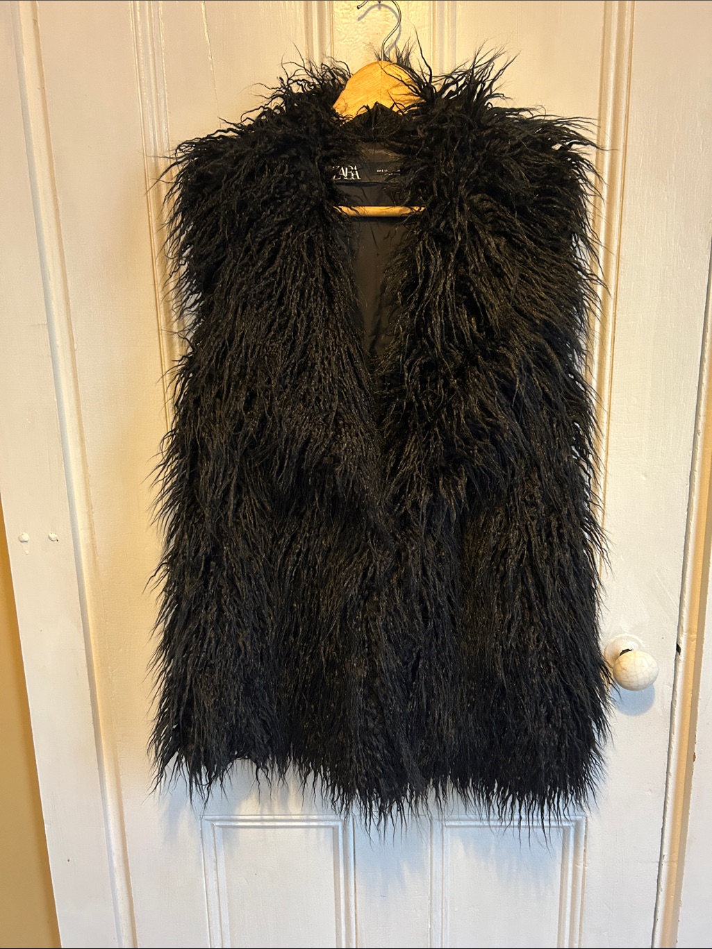 Zara Black Shag Faux Fur Vest